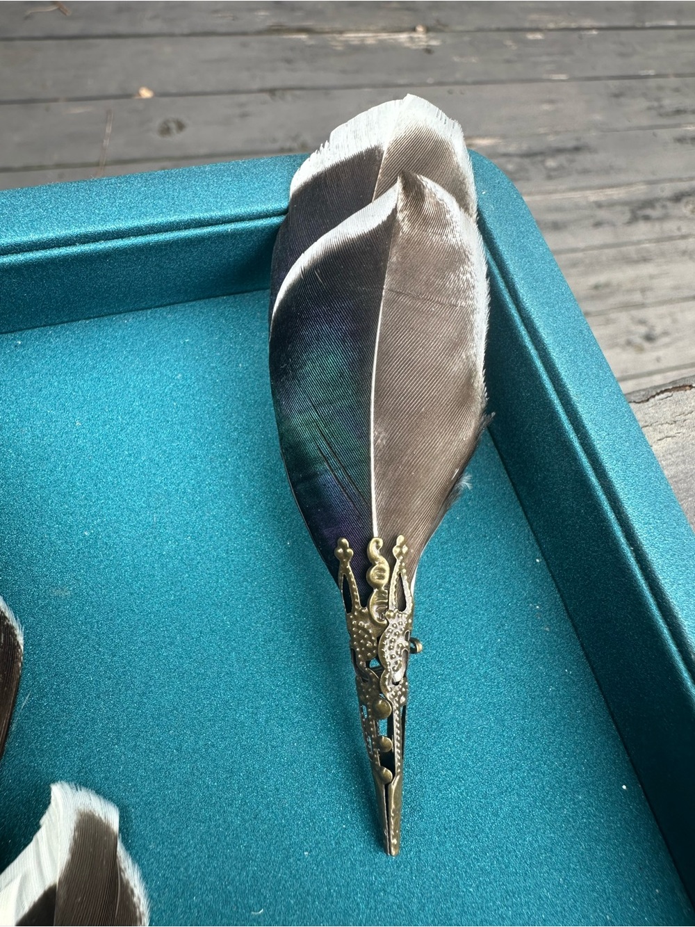 6 Custom Mallard Duck Feather Lapel Pins in Brass Tone-Hardware Brackish Style
